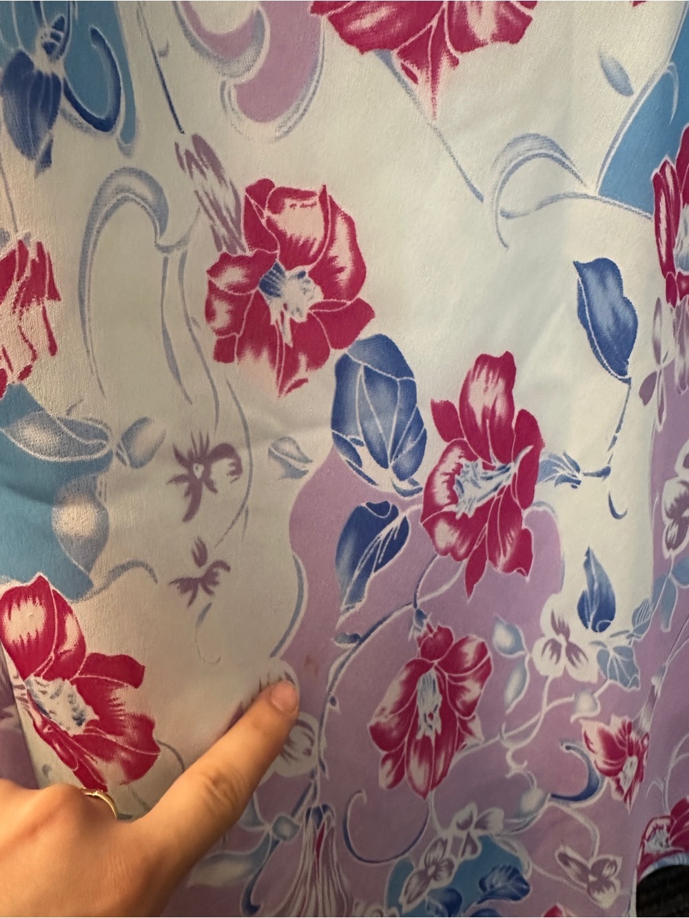 Vintage Suzy Shier Lavender Floral Midi Skirt with Pink & Blue Accents - Picture 8 of 9